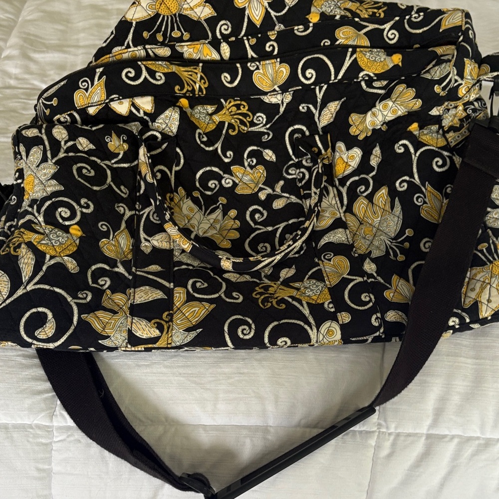 Vera Bradley Black and Gold Floral Travel Bag